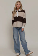 It Girl Rugby Collared Top - Chocolate