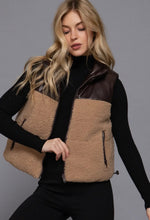 Uptown Vegan Shearling & Leather Vest - Khaki/Cocoa