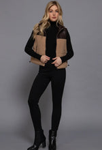 Uptown Vegan Shearling & Leather Vest - Khaki/Cocoa
