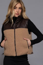 Uptown Vegan Shearling & Leather Vest - Khaki/Cocoa