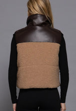 Uptown Vegan Shearling & Leather Vest - Khaki/Cocoa