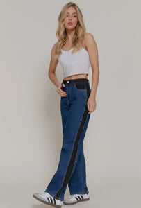Mulberry Stripe Detail Jeans - Dark Denim