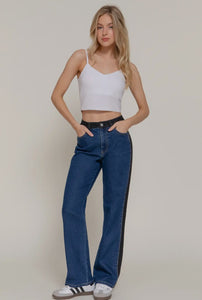 Mulberry Stripe Detail Jeans - Dark Denim