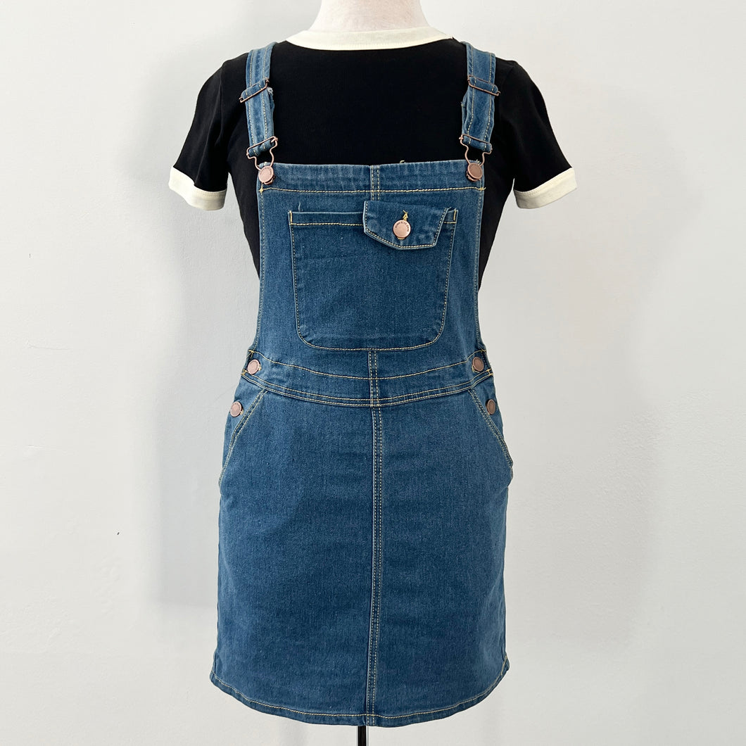 Denim Overall Dress - Blue