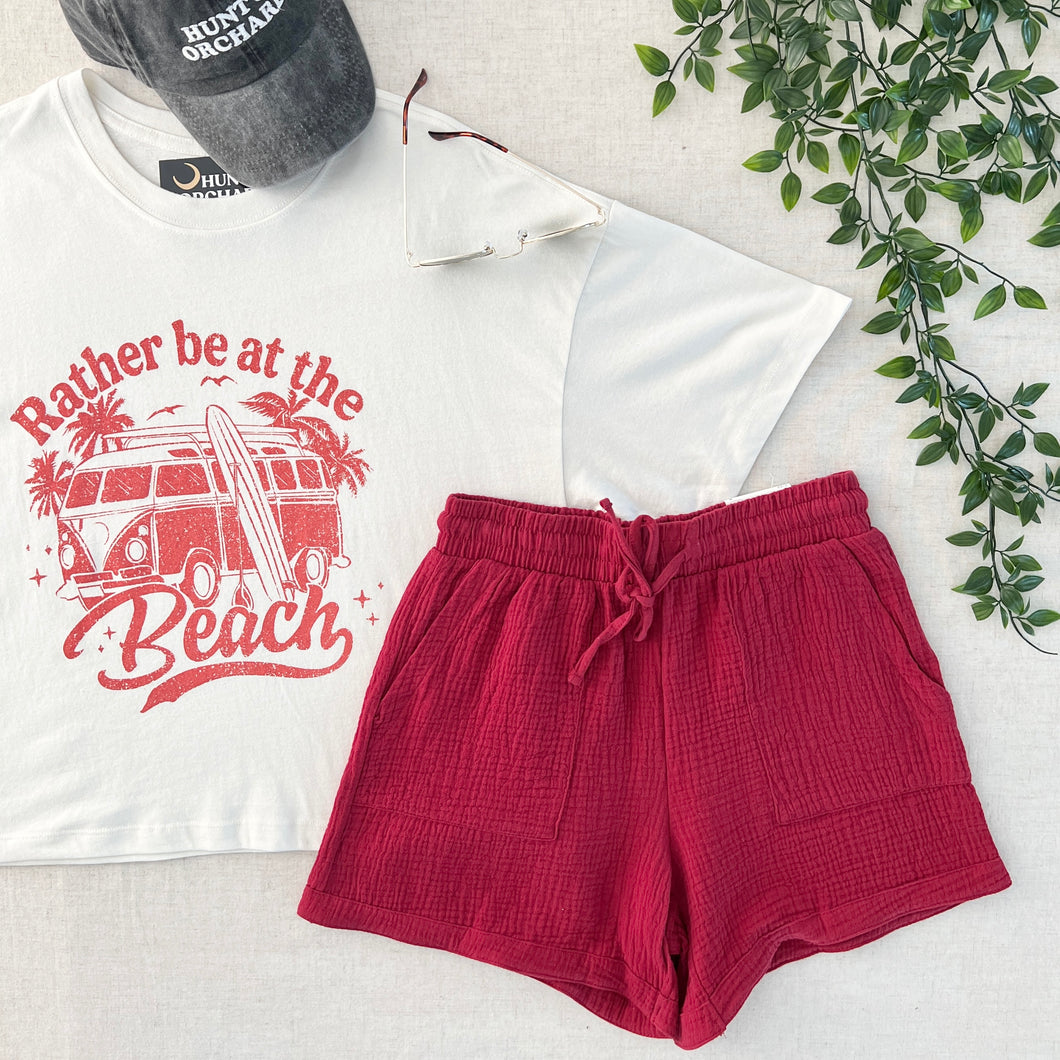 Payton Gauze Shorts - Ruby