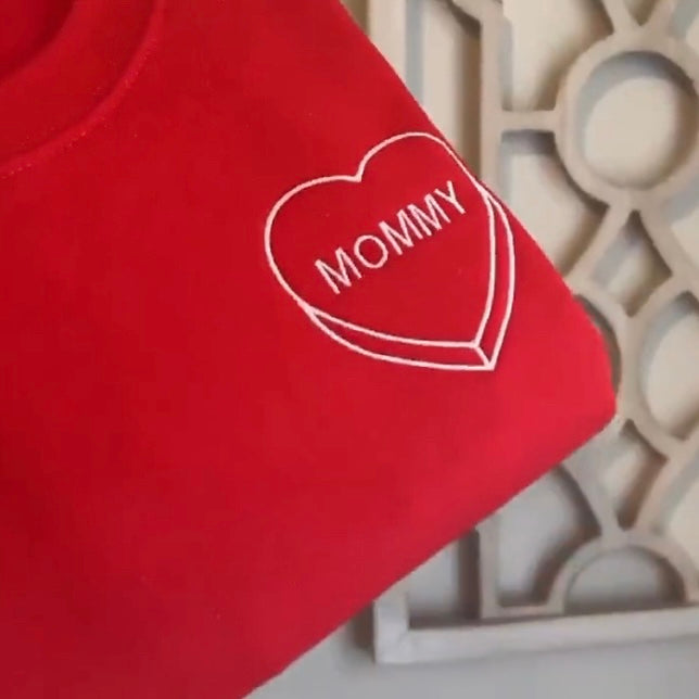 Mommy Heart Pullover - Red