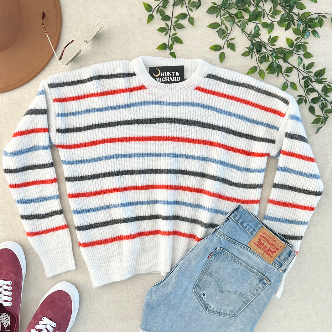 Anchors Away Stripe Sweater - White