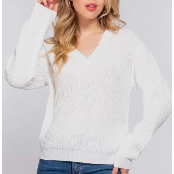 Pamela V Neck Sweater - White