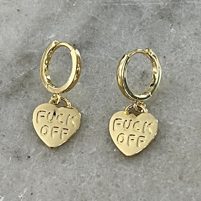 F*ck Off Huggie Earrings - Gold Plated