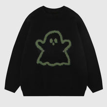 Boo Oversized Fuzzy Ghost Sweater - Black