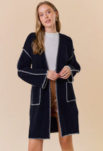 Madison Embroidery Stitch Open Cardigan - Black