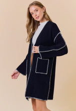 Madison Embroidery Stitch Open Cardigan - Black