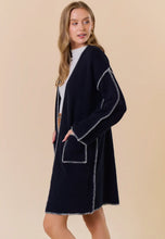 Madison Embroidery Stitch Open Cardigan - Black