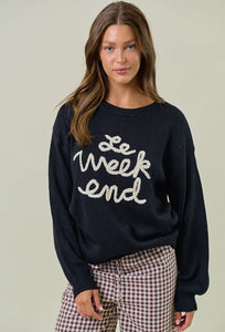 Le Weekend Embroidered Knit Sweater - Black