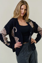 Williamsburg Tiger Cardigan Sweater - Black