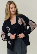 Williamsburg Tiger Cardigan Sweater - Black