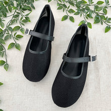 Mesh Mary Jane Ballet Flats - Black