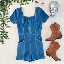 Debbie Zipper Romper - Denim