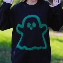 Boo Oversized Fuzzy Ghost Sweater - Black