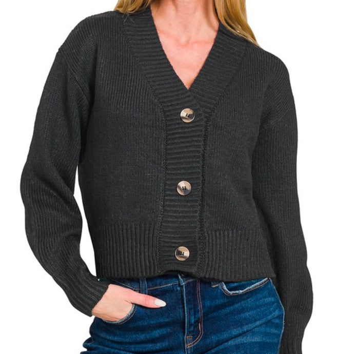 Cozy Cabin Cardigan Sweater - Black