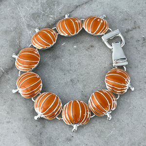 Pumpkin Enamel Bracelet - Silver