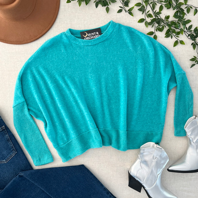 Delaney Fleece Dolman Top - Teal