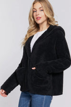 On the Go Fuzzy Open Jacket - Black