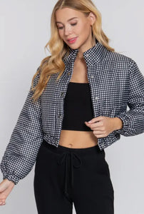 Gingham Crop Puffer Jacket