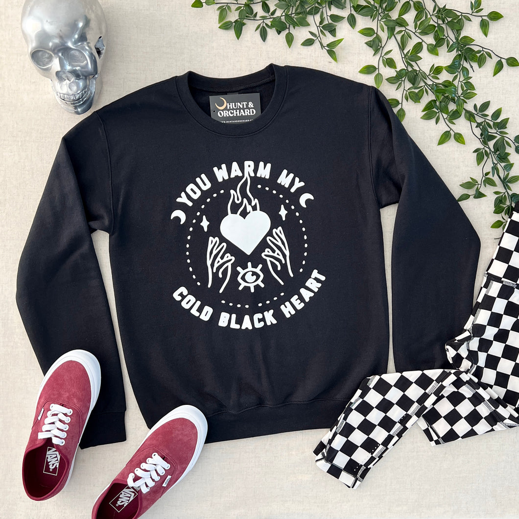 You Warm My Cold Black Heart Pullover - Black