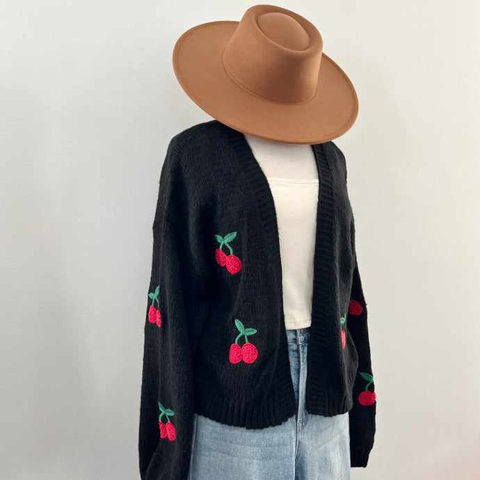 Cherry Bomb Cardigan Sweater - Black