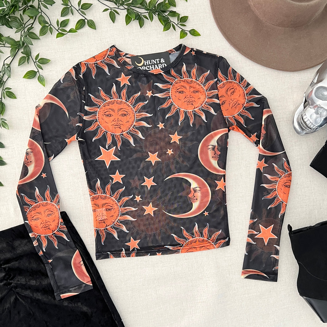 Sun & Moon Mesh Top - Black