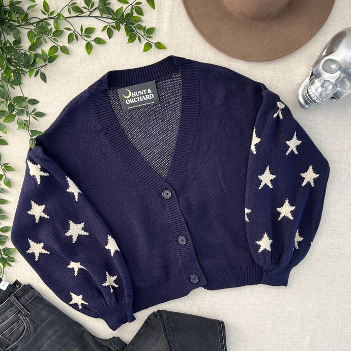 Star Sleeve Cardigan - Navy