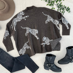 Snow Leopard Sweater - Cocoa