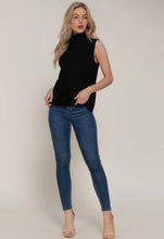 Turtleneck Knit Sleeveless Top - Black