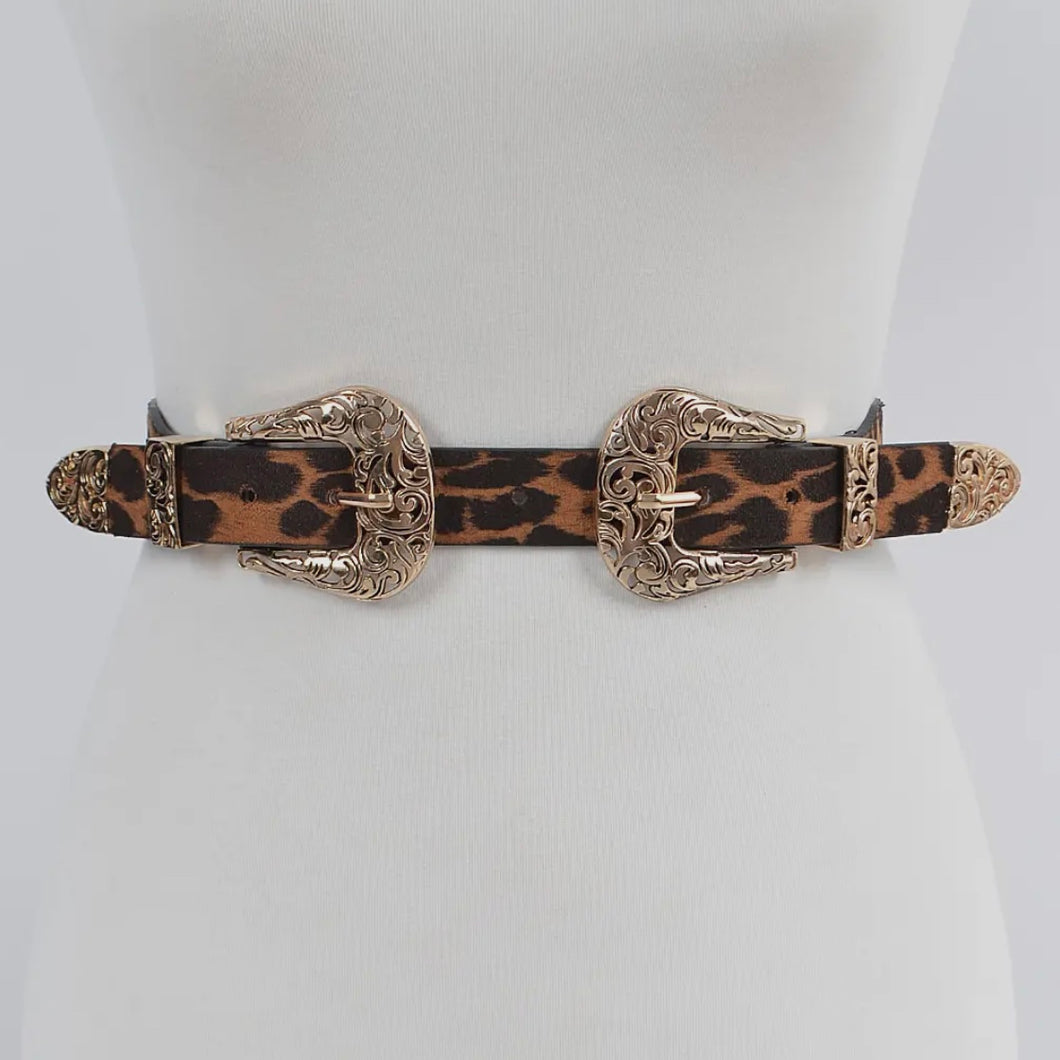 Girls On Film Stretch Waist Belt - Leopard