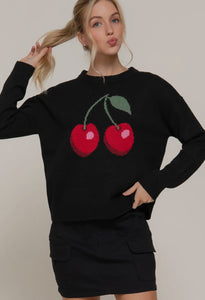 Cherry Bomb Knit Sweater - Black