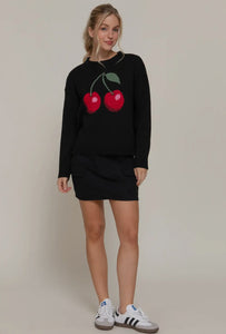 Cherry Bomb Knit Sweater - Black