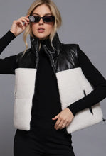 Uptown Vegan Shearling & Leather Vest - Black/Ivory