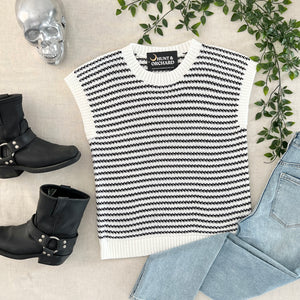 Stripe Sweater Vest - Black/White