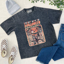 Every Day Is Halloween Acid Wash Tee - Black