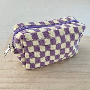 Checkerboard Cosmetic Bag - Lilac