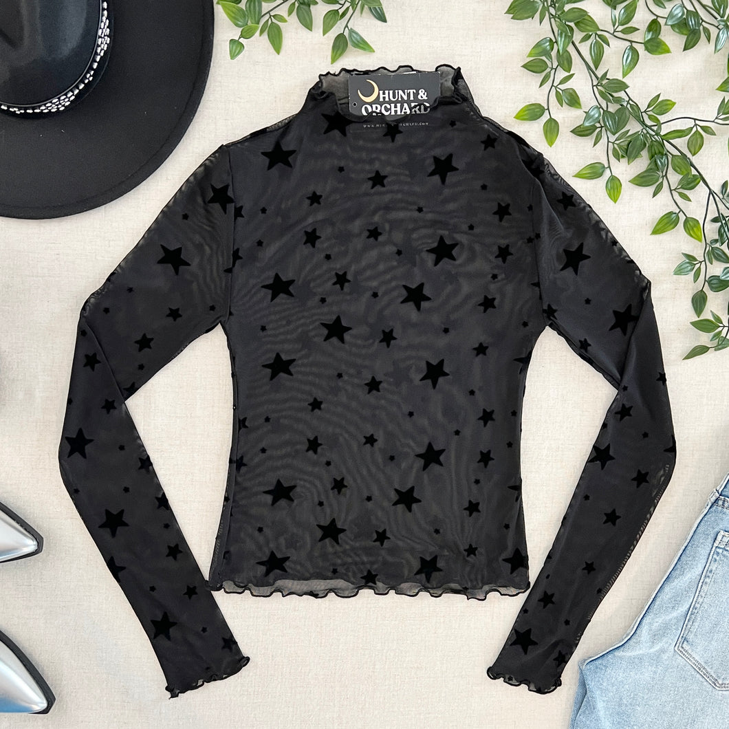 Star Mesh Top - Black