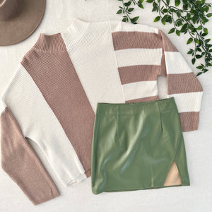 Vegan Leather Mini Skirt - Sage