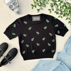 Avocado Crop Sweater - Black