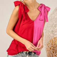 Colorblock Bow Tank - Pink/Red