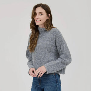 Greenport Turtleneck Crop Sweater - Gray