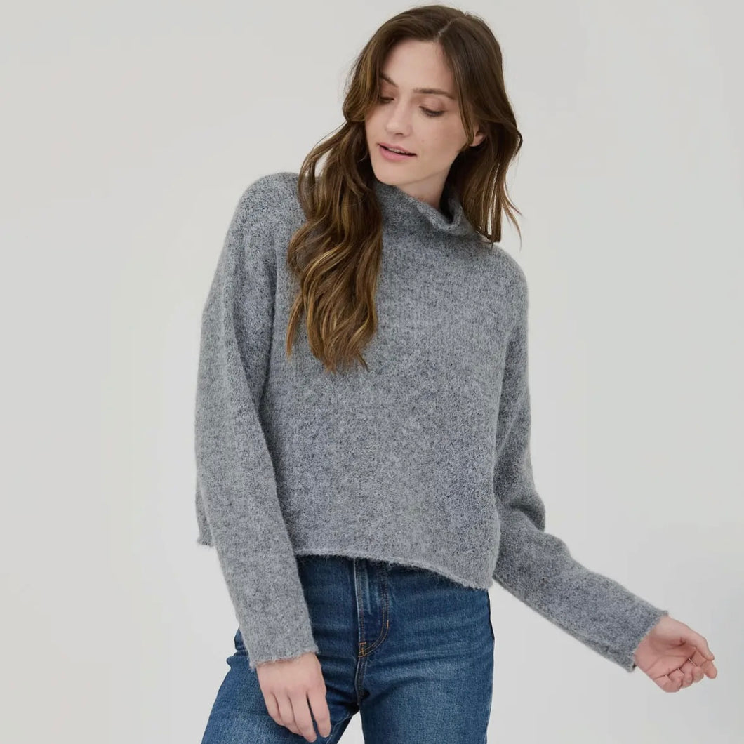 Greenport Turtleneck Crop Sweater - Gray