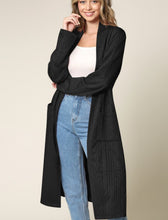 Anchors Away Duster Open Cardigan - Black