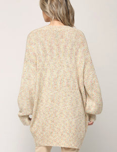 Confetti Long Open Cardigan - Ivory