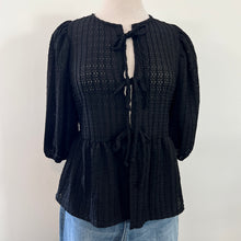 Paris Peplum Tie Top - Black